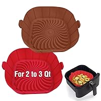 Air Fryer Silicone Liners for 2 to 3 QT Small Air Fryers, 2 Pack Square Non-Stick Reusable Air Fryer Liners Silicone Pot Basket Bowl Liner Baking Tray Air Fryer Accessories, Better than Paper Liners