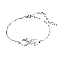 ZakiaHo 12 13 16 18 21 30 40 50 60 70 Birthday Gifts for Women Girls Dainty Adjustable Love Heart Infinity Rose Gold Plated Clear Crystal Bracelets