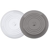 VIGOR PATH Set of 2 Silicone Tub Stoppers - 5.9 Inches Sink Stoppers - Flat Bathtub Drain Covers, Hair Catchers and Suction Bathtub Plugs for Kitchen, Bathroom and Laundry (Variety)