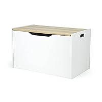 Humble Crew Expedition Hinged Toy Storage Chest with Lid, White & Natural Wood