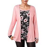 Womens Floral Tunic Tops Long Sleeve Square Neck 2 in 1 Blouses Spring Fashion 2024 Patchwork Flower Print Shirts