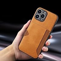 Leather Card Slot Wallet Case for iPhone 14 13 Pro Max 12 11 Pro Max 14 Pro 14 13 11 Silicone Phone Back Cover,Yellow,for iPhone 14 Plus