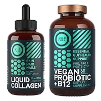 Vegan Probiotic Plus B12 and Liquid Collagen Peptides with Biotin Wellness Bundle