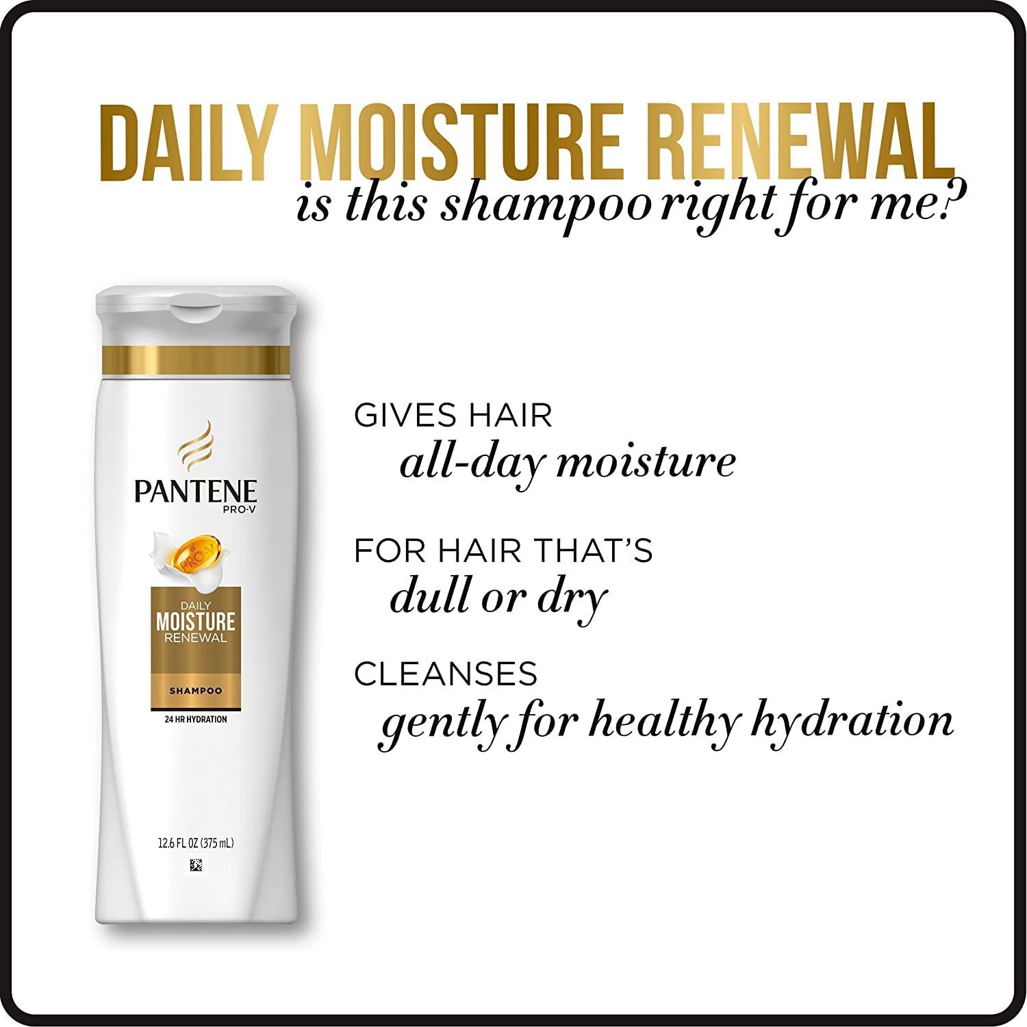 Pantene, Shampoo, Pro-V Daily Moisture Renewal for Dry Hair, 25.4 Fl Oz, Twin Pack