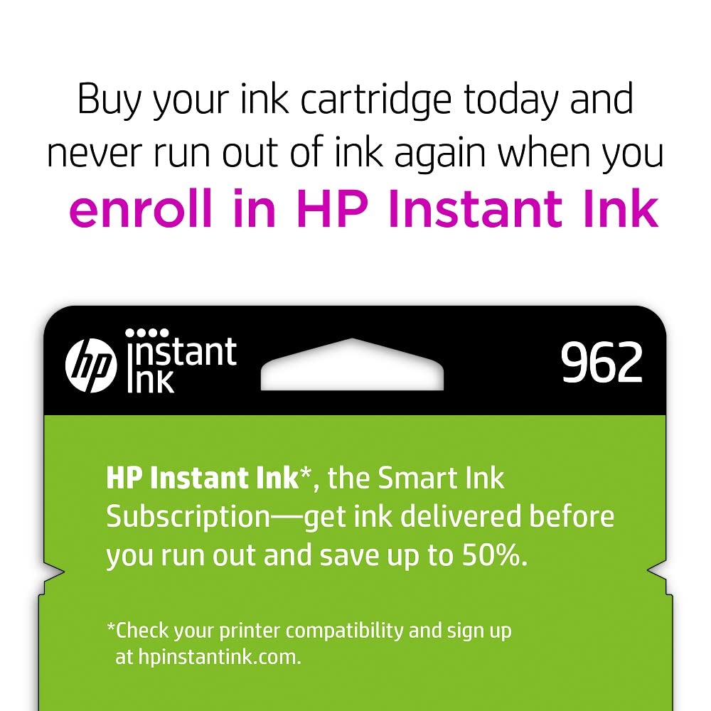HP Original 962 Black, Cyan, Magenta, Yellow Ink Cartridges (4-pack) | Works with OfficeJet 9010 Series, OfficeJet Pro 9010, 9020 Series | Eligible for Instant Ink | 3YQ25AN