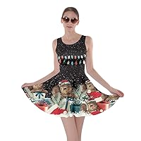 CowCow Womens Christmas Dress Xmas Trees Santa Deer Rainbow Pencils Pattern Party Skater Dress, XS-5XL