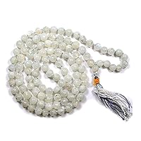 Natural Rainbow Moonstone Gemstone Jaap mala | 8 mm | necklace | Beads 108 | Jaap mala | Knotted Garland | Pearl Japa mala | 8 mm Jaap mala | Rainbow Moonstone - Necklace for Men and Women