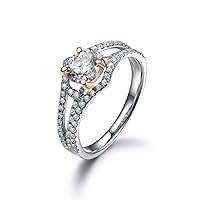 0.7ct Round Cut Diamond Solid 14k White Gold Split Shank Engagement Ring Bridal Wedding Band Size 4-10