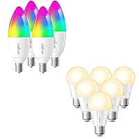 Smart Light Bulbs A19 Soft White Bundle with Color E12 Smart Bulb, Compatible with Alexa, Google Home, SmartThings, Zigbee Smart LED Bulb, Smart Hub Required, 10 Pack