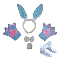 Petitebella Bunny Ear Headband Bowtie Tail Gloves Shoes 5pc Costume 1-5y