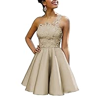 Short Homecoming Dresses Lace Prom Dress Lace One Shoulder Cocktail Party Dresses A Line Homecoming Dresses