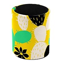 Fertile Cactus Round PU Leather Pen Pencil Holder Cup, Desk Organizer Accessories for Storage, Workspace, Arts, Crafts, and More