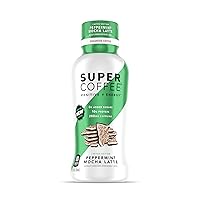 Super Coffee, Iced Keto Coffee (0g Added Sugar, 10g Protein, 70 Calories) [Peppermint Mocha Latte] 12 Fl Oz, 12 Pack | Iced Coffee, Protein Coffee Drinks - LactoseFree, GlutenFree