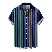 Men's Casual Shirts Short Sleeve Wear Fashion Shirt Hawaiian Short-Sleeved Business Casual Shirts for Men, M-4XL