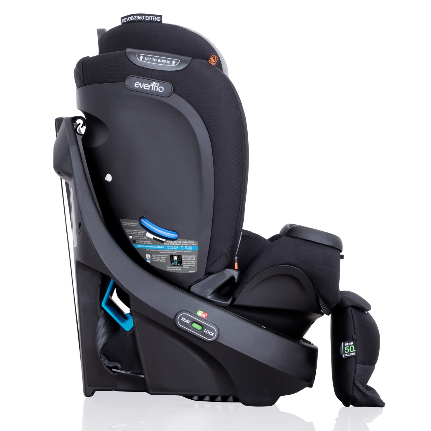 Evenflo Revolve360 Extend All-in-One Rotational Car Seat with Quick Clean Cover (Revere Gray)