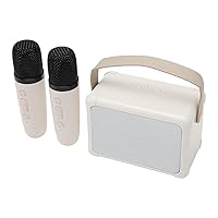 Wireless Speaker Microphone Set, HiFi Dynamic Light Portable Mini Karaoke Machine Support Rechargeable Memory Card for Party (#1)