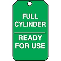 AccuformNMC Gas Cylinder Tags, 25 Pack Green Cylinder Status Tags “Full Cylinder - Ready for Use”, 5.75” x 3.25”, Water-Resistant 10-mil Thick PF-Cardstock with Punched Hole, Made in USA, MGT203CTP