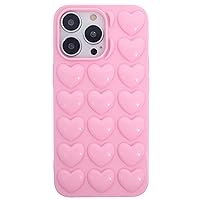 iPhone 13 Mini Case for Women, 3D Pop Bubble Heart Kawaii Gel Cover, Cute Girly for iPhone13 Mini 5.4 inch - Baby Pink