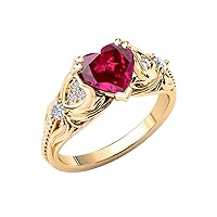 10k 14k 18k Gold 0.08cttw Natural Diamond Heart Shape Gemstone Rings for Women Heart Engagement Rings Heart Shaped Promise Anniversary Rings for Her (2ct, 8 * 8mm)