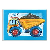 The Kids Room by Stupell Yellow Dump Truck with Blue Border Stretched Canvas Wall Art, 16 x 20, Multi-Color