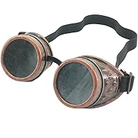 Steampunk Goggles Rustic Copper Vintage Goggle Cyber Welding Goth Cosplay Glasses (Red Copper)