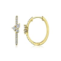 Kobelli Budding Mixy Natural Diamond Oval Hoops - Mixed Diamond Shapes Hoop Earrings in 10K Yellow Gold