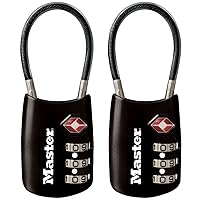 Master Lock Padlock, Set Your Own Combination TSA Accepted Cable Luggage Lock, 1-3/16 in. Wide, Assorted Colors, 4688T, (Pack of 2)
