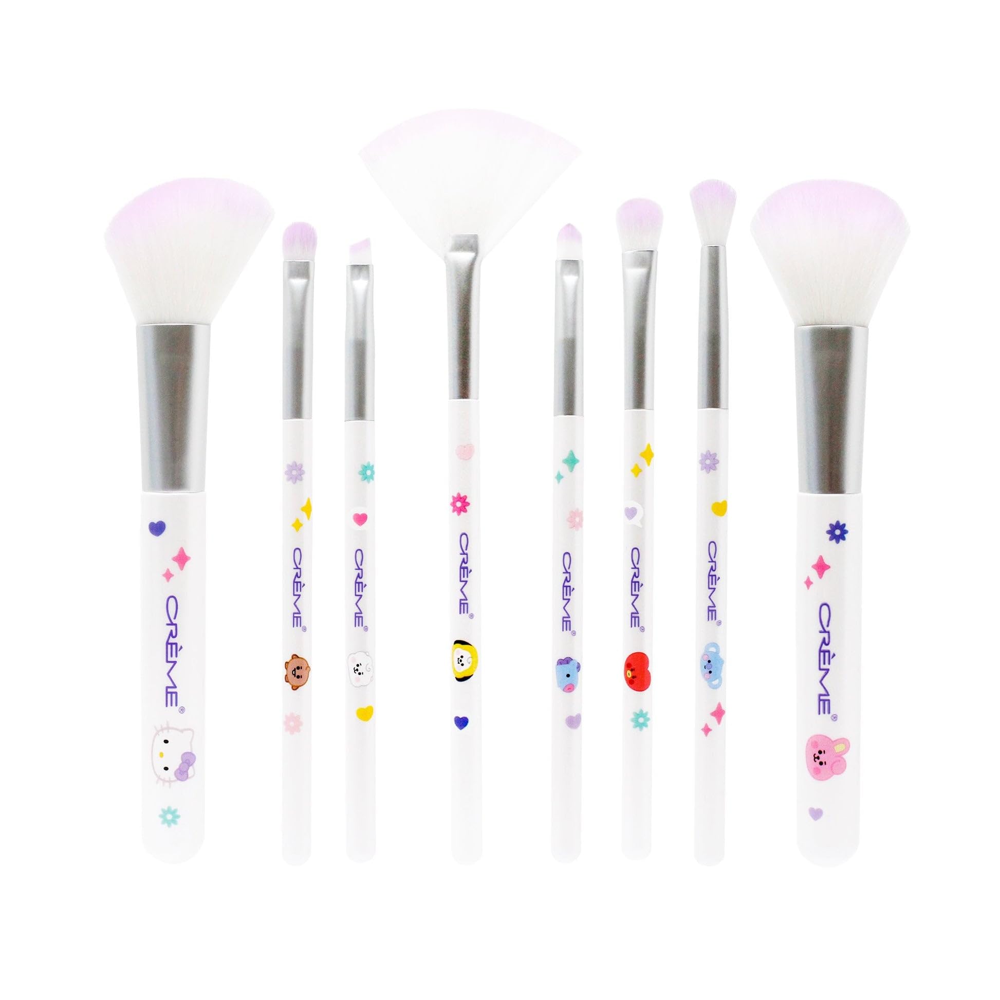 Hello Kitty & BT21 Dreamy Essentials Makeup Brush Collection: Premium Bristles, Flawless Application, Character-Themed Designs, Vegan, Cruelty-Free, Easy Maintenance (Set of 8)
