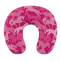Red Camo Horses Neck Pillow Washable U Shape Head Neck Support Portable Pillow for Home Office Travel