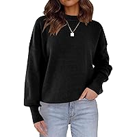 SERAIH Womens Batwing Sleeve Pullover Loose Side Split Oversized Solid Sweaters Drop Shoulder Slouchy Mock Neck Tops