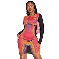 Womens Fall Fashion 2022 Graphic Print Bodycon Dress (Color : Multicolor, Size : X-Small)
