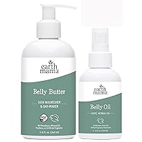 Belly Butter & Belly Oil Bundle for Dry, Stretching Skin | Moisturize + Encourage Skin's Natural Elasticity During Pregnancy & Beyond, 8-Fluid Ounce & 4-Fluid Ounce