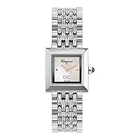 Square Collection Luxury Womens Watch Timepiece with a Silver Bracelet Featuring a Silver Case and White Dial
