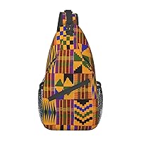 African Ethnic Pattern Sling Backpack, Multipurpose Travel Hiking Daypack Rope Crossbody Shoulder Bag