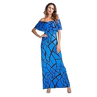 Women Sexy Off Shoulder Summer Printed Evening Party Beach Dresses