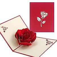 Funvalley Surperfect Rose Anniversary Love Pop Up Card, Mothers Day Card,3D Card apply to Valentines Day,Thinking of You Greeting Card