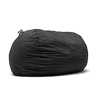 Big Joe Fuf XXL Foam Filled Bean Bag Chair with Removable Cover, Black Lenox, 6 feet Giant