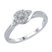 925 Sterling Silver 0.16 Cttw Diamond Cluster Three Stone Promise Ring (I-J/I2-I3)