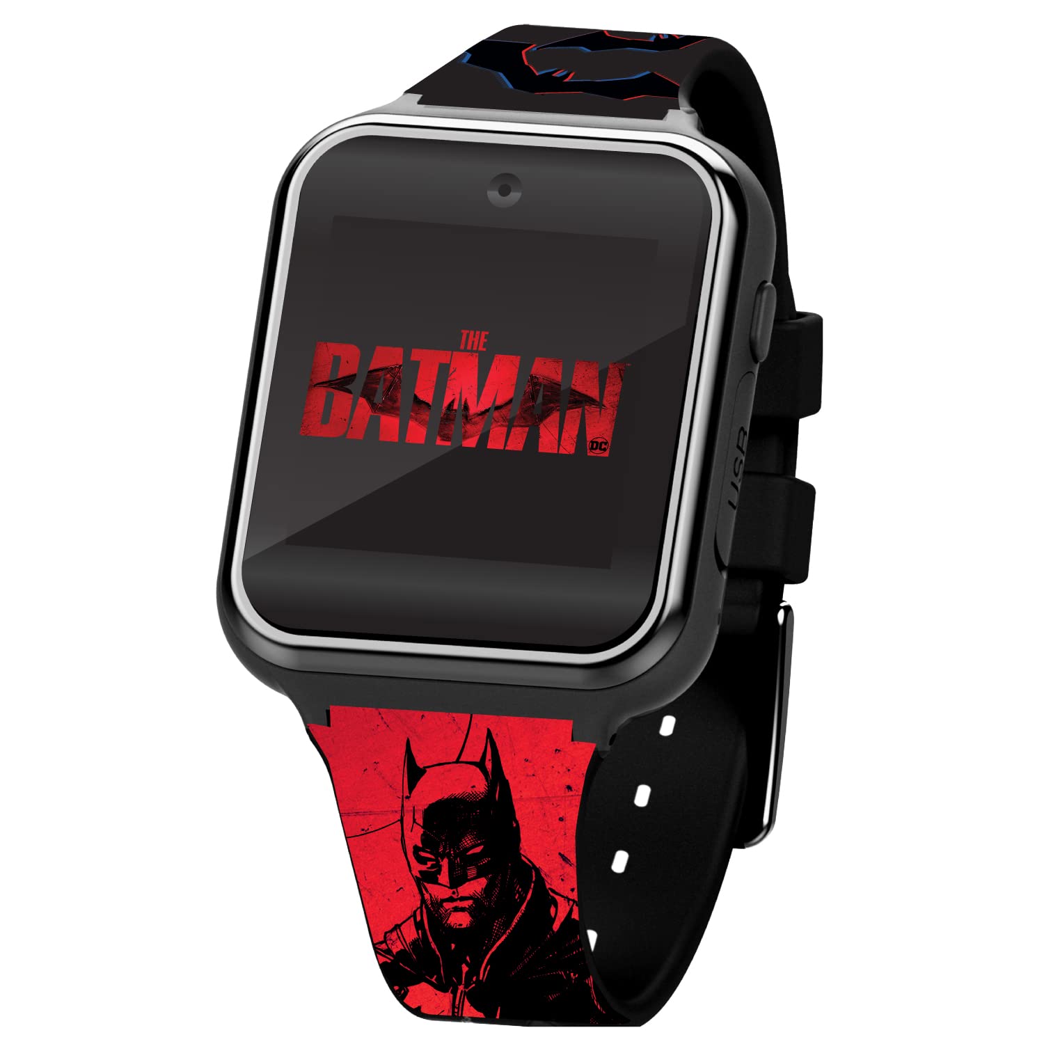 Accutime Batman Black Kids Educational Learning Touchscreen Smart Watch Toy for Girls, Boys, Toddlers - Selfie Cam, Learning Games, Alarm, Calculator, Pedometer & More (Model: BAT4973AZ)