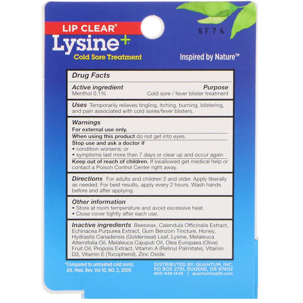 Lip Clear Lysine+ Cold Sore Treatment 0.25 oz (Pack of 2)