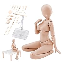Action Figure with Arms PVC Blank Action Figure DIY Skin Color Poseable Figure Collectible Painting Sketching Drawing Figure Model for Artist, Female 5.1In,Blank Action Figure