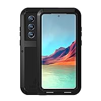 LOVE MEI Military Rugged Case for Samsung Galaxy S22 Ultra 5G, Without Tempered Glass Screen Protector, Shockproof DustproofHybrid Metal and Silicone Gel Heavy Duty Full Body Cover for S22 Ultra