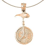 Unicycle Necklace | 14K Rose Gold Unicycle Pendant with 18