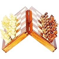 Handmade Wooden Folding Chess, Magnetic Chess Game Board, Travel Chess Set Gift