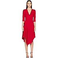 Nicole Miller Stretchy Matte Jersey Asymmetrical Dress Red 8