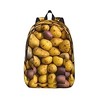 Many Potatoes Print Canvas Laptop Backpack Outdoor Casual Travel Bag Daypack Book Bag For Men Women