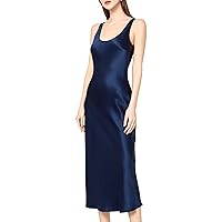 22 Momme 100% Mulberry Silk Dress with Scoop Neck Midi Silk Slip Sleeveless Dress Party Dresses for Women