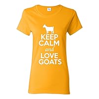 Ladies Keep Calm and Love Goats Animal Lover T-Shirt Tee