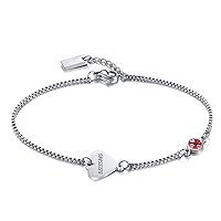 Personalized Heart Charm Bracelet with Birthstone Custom Text Initial Letter Bracelets for Girls Women Girlfriend