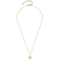 Leonardo Jewels Ciao Senna 023800 Necklace Delicate Stainless Steel Mirror Anchor Chain Pendant with Sun Motif Gold 42-47 cm Length Women's Jewellery, Stainless Steel, No Gemstone
